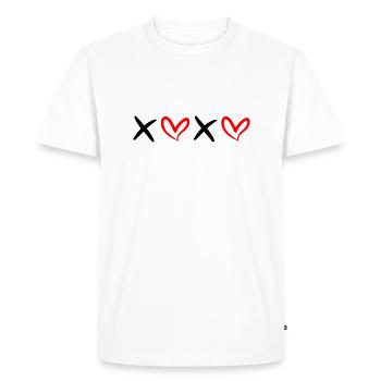XOXO Black and Red - Men's Premium Organic T-Shirt - white - Front - Nico (187cm)