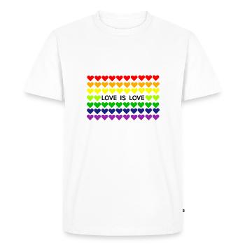 Love is Love rainbow heart banner - Men's Premium Organic T-Shirt - white - Front - Nico (187cm)