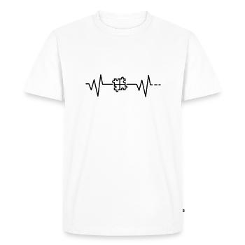 Heartbeat puzzle puzzle piece Puzzle gift idea - Men's Premium Organic T-Shirt - white - Front - Nico (187cm)