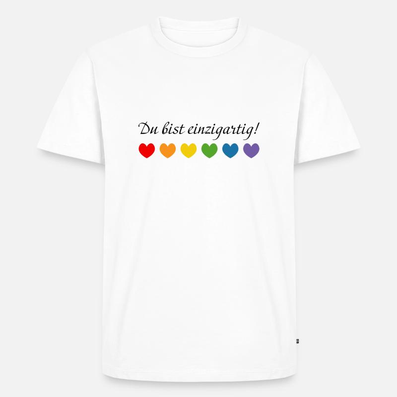 Regenbogenherzchen du bist einzigartig - Männer Premium Bio T-Shirt - Weiß