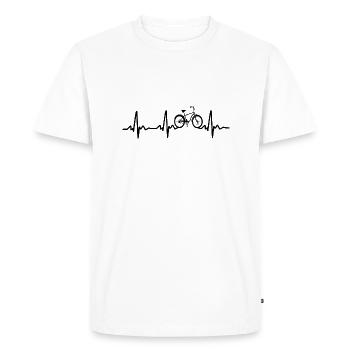 Vélo Cyclisme ECG Heartbeat - T-shirt Premium bio Homme - blanc - Devant - Nico (187cm)
