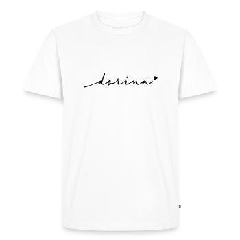Dorina Nom cursif - T-shirt Premium bio Homme - blanc - Devant - Nico (187cm)
