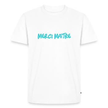 MASTER. THANK YOU. THANK YOU, MASTER. MASTER. MASTER GIFT - Men's Premium Organic T-Shirt - white - Front - Nico (187cm)
