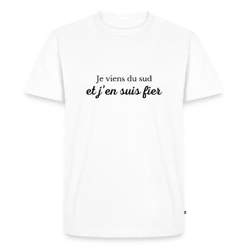 Je viens du sud et j'en suis fier - T-shirt Premium bio Homme - blanc - Devant - Nico (187cm)