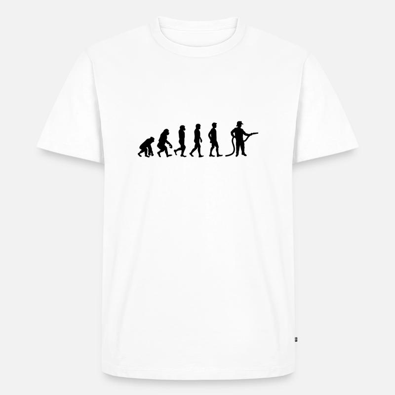 Evolution Feuerwehrmann schwarz - Männer Premium Bio T-Shirt - Weiß