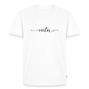Police de calligraphie Victor Name - T-shirt Premium bio Homme - blanc - Devant - Nico (187cm)