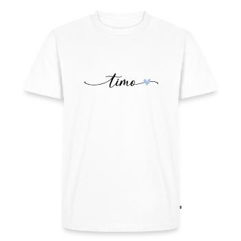 Timo Name Calligraphy Font - Men's Premium Organic T-Shirt - white - Front - Nico (187cm)