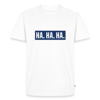 Ha ha ha - Men's Premium Organic T-Shirt - white - Front - Nico (187cm)