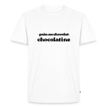 Chocolatine, pas pain au chocolat - T-shirt Premium bio Homme - blanc - Devant - Nico (187cm)