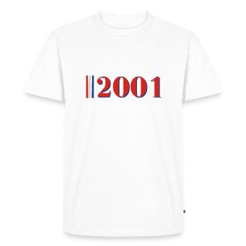 Année 2001 - T-shirt Premium bio Homme - blanc - Devant - Nico (187cm)