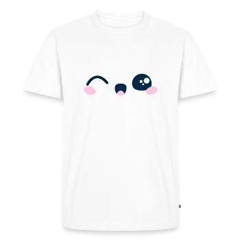 Kawaii Cute wink gift idea tshirt sweatshirt - Men's Premium Organic T-Shirt - white - Front - Nico (187cm)