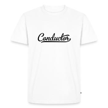 conductor - Men's Premium Organic T-Shirt - white - Front - Nico (187cm)