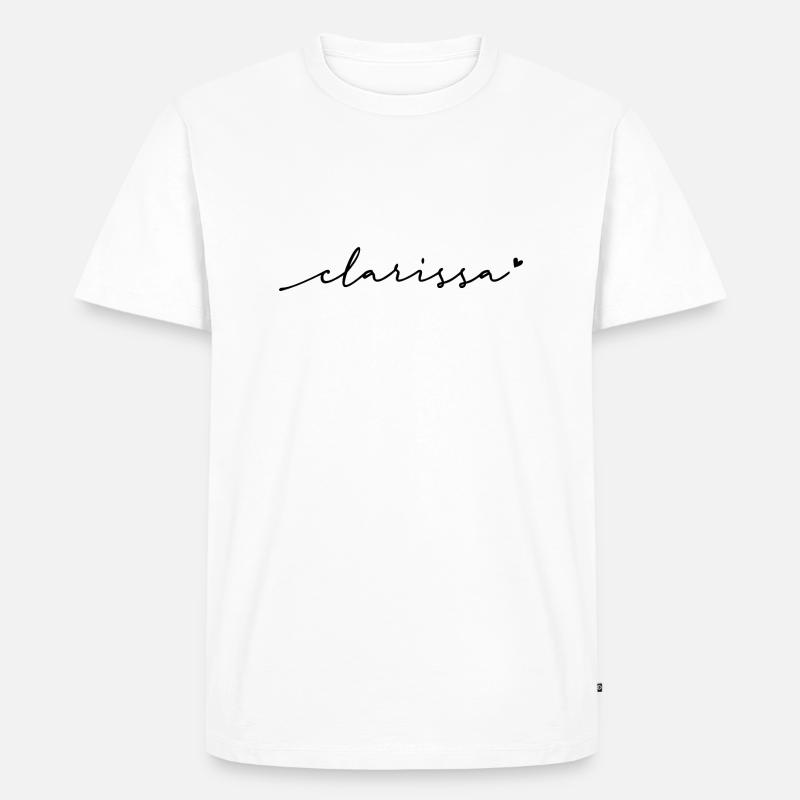 Clarissa Cursive Name - Men's Premium Organic T-Shirt - white
