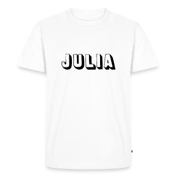 Nom - Julia - T-shirt Premium bio Homme - blanc - Devant - Nico (187cm)