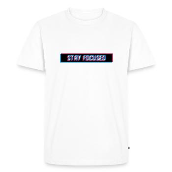 restez concentré 3d logo flou barre rouge de la - T-shirt Premium bio Homme - blanc - Devant - Nico (187cm)