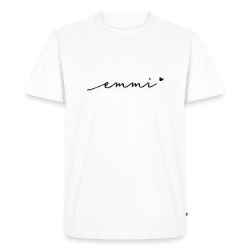 Emmi Cursive Name - Men's Premium Organic T-Shirt - white - Front - Nico (187cm)