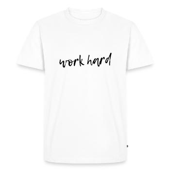 work hard - T-shirt Premium bio Homme - blanc - Devant - Nico (187cm)