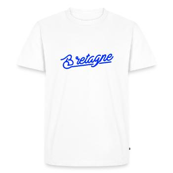 Brittany - handwritten typography - Men's Premium Organic T-Shirt - white - Front - Nico (187cm)