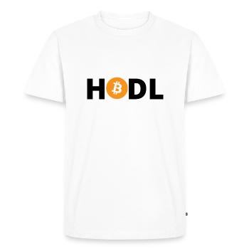 HODL Bitcoin Orange - T-shirt Premium bio Homme - blanc - Devant - Nico (187cm)
