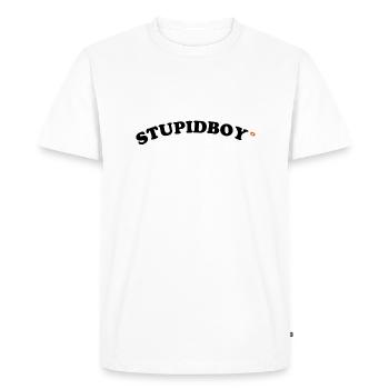 Stupid Boy Simple Arched with Degrees - Men's Premium Organic T-Shirt - white - Front - Nico (187cm)