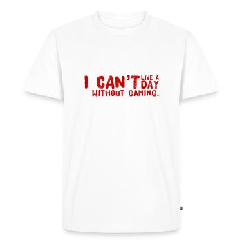 Je ne peux pas vivre une journée sans jouer. Concevez 4 joueurs. - T-shirt Premium bio Homme - blanc - Devant - Nico (187cm)