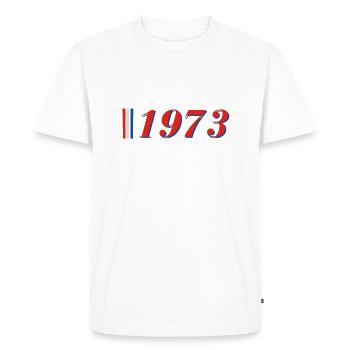 Année 1973 - T-shirt Premium bio Homme - blanc - Devant - Nico (187cm)