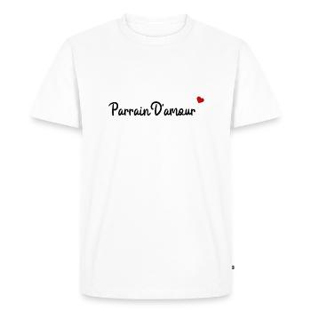 Parrain d'amour - T-shirt Premium bio Homme - blanc - Devant - Nico (187cm)