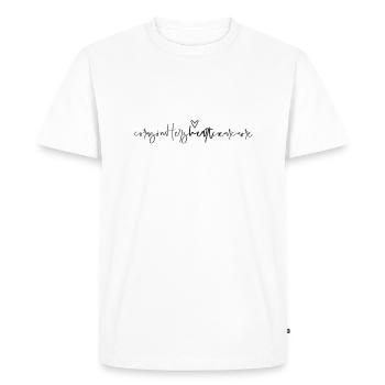 « Heart » - lettrage en 5 langues - T-shirt Premium bio Homme - blanc - Devant - Nico (187cm)