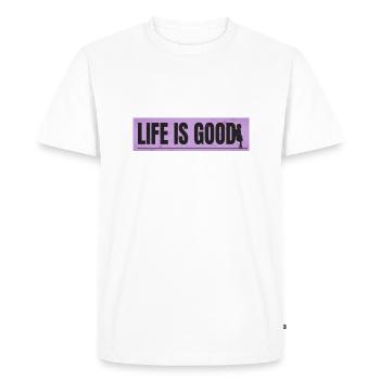 LIFE IS GOOD - Men's Premium Organic T-Shirt - white - Front - Nico (187cm)