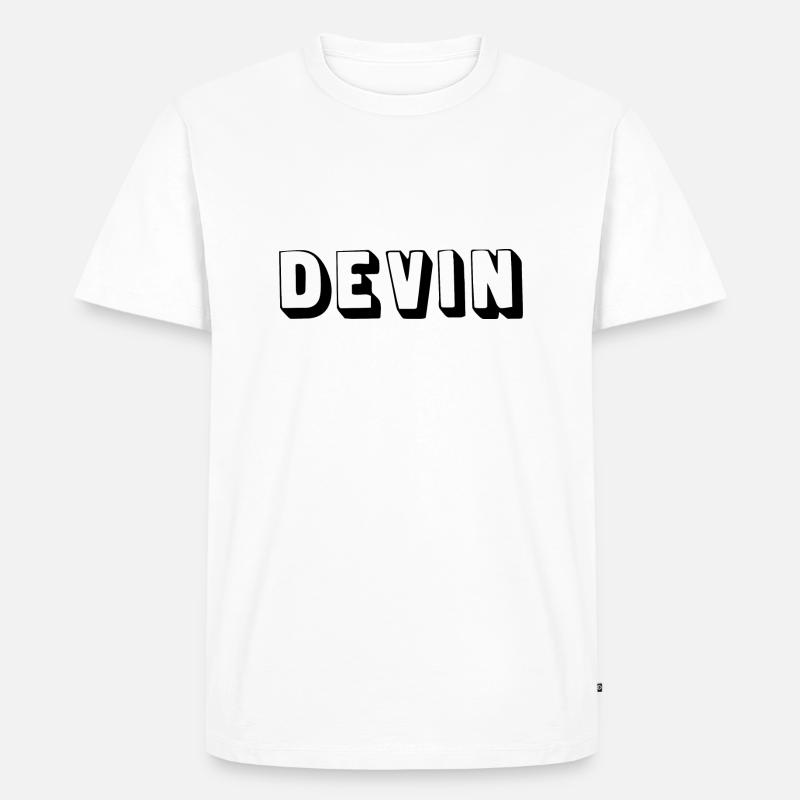 Name - Devin - Männer Premium Bio T-Shirt - Weiß