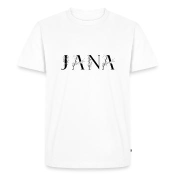 Name - Jana - Men's Premium Organic T-Shirt - white - Front - Nico (187cm)