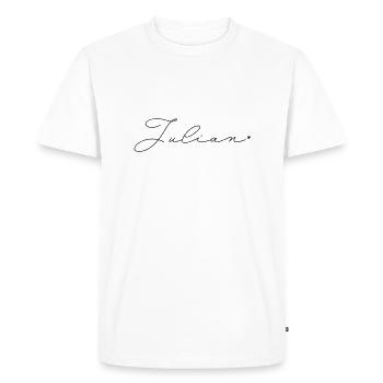 Nom : Julian - T-shirt Premium bio Homme - blanc - Devant - Nico (187cm)