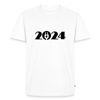 Electrician 2024, High Voltage 2024 - Men's Premium Organic T-Shirt - white - Front - Nico (187cm)