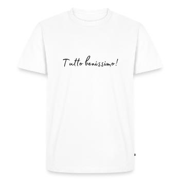 Tutto benissimo. Tout va bien. - T-shirt Premium bio Homme - blanc - Devant - Nico (187cm)