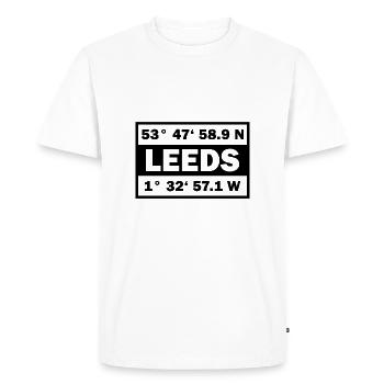 Leeds Coordonnées Ville Angleterre Leeds - T-shirt Premium bio Homme - blanc - Devant - Nico (187cm)