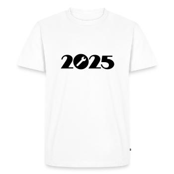 Constructeur 2025, Rénovation 2025, Artisan 2025 - T-shirt Premium bio Homme - blanc - Devant - Nico (187cm)