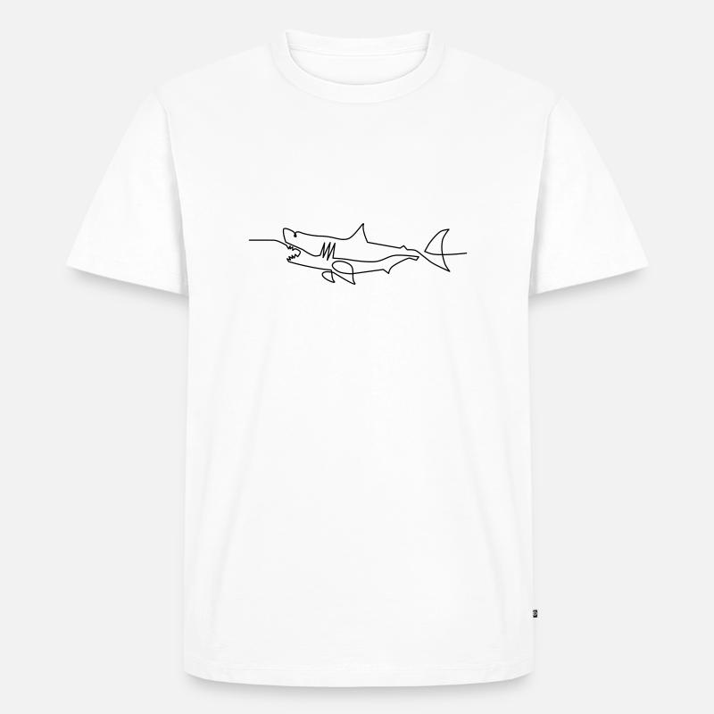 oneline shark - Männer Premium Bio T-Shirt - Weiß