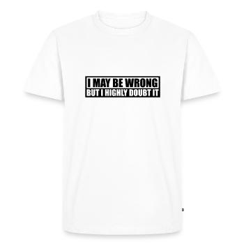 Je peux me tromper - T-shirt Premium bio Homme - blanc - Devant - Nico (187cm)