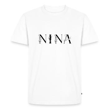Name - Nina - Men's Premium Organic T-Shirt - white - Front - Nico (187cm)