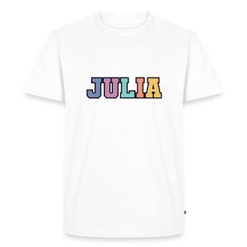 Nom - Julia - T-shirt Premium bio Homme - blanc - Devant - Nico (187cm)