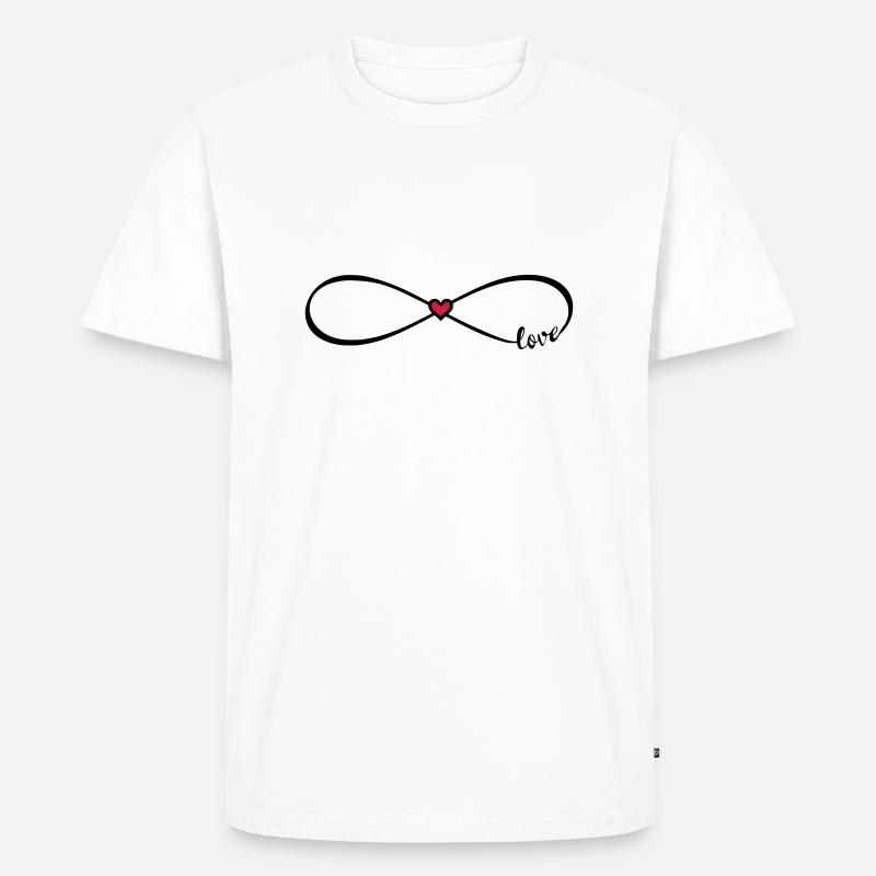 Infinity Love Font Infinity 8 Cuore Rosso - Maglietta ecologica premium da uomo - bianco