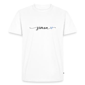 Simon Name Calligraphy Font - Men's Premium Organic T-Shirt - white - Front - Nico (187cm)