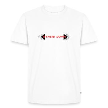 Notre gamme d'entré stars john - T-shirt Premium bio Homme - blanc - Devant - Nico (187cm)