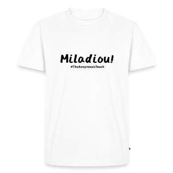 Miladiou !! - T-shirt Premium bio Homme - blanc - Devant - Nico (187cm)
