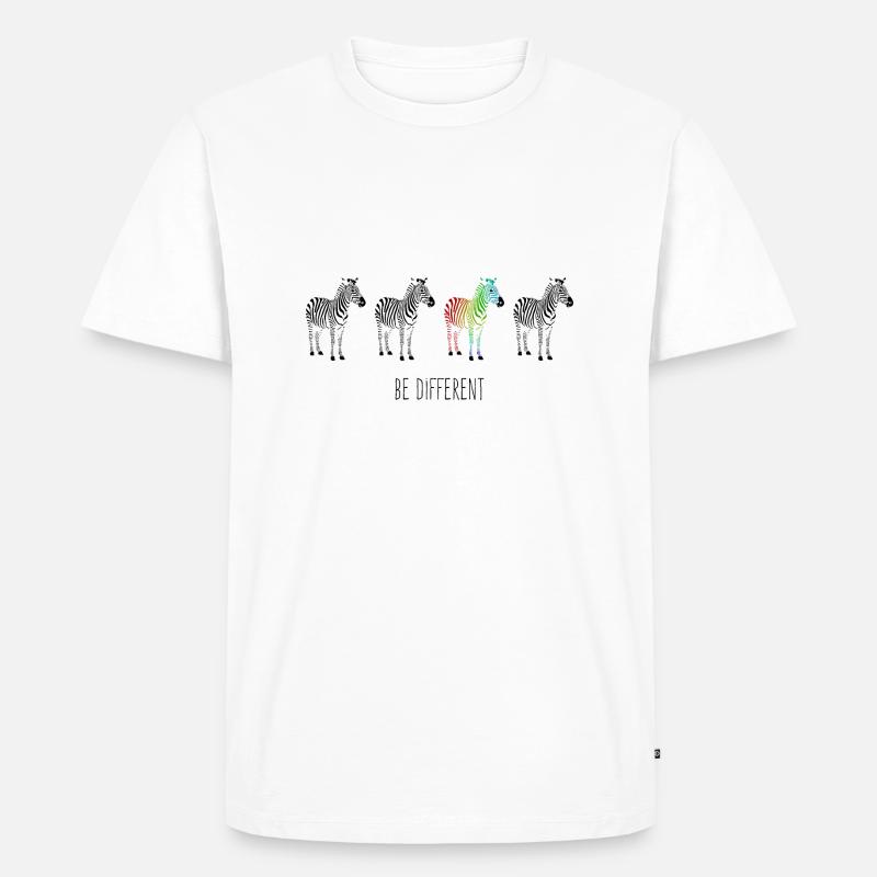 Zebra Regenbogen be different - Männer Premium Bio T-Shirt - Weiß