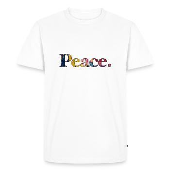 Frieden Peace - Men's Premium Organic T-Shirt - white - Front - Nico (187cm)