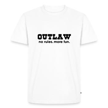 Outlaw - no rules more fun - Men's Premium Organic T-Shirt - white - Front - Nico (187cm)