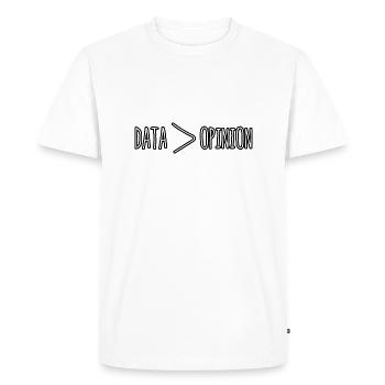 Des données supérieures à votre opinion - T-shirt Premium bio Homme - blanc - Devant - Nico (187cm)