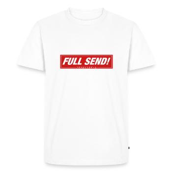 FULL SEND! - Men's Premium Organic T-Shirt - white - Front - Nico (187cm)