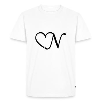 Lettre coeur N - T-shirt Premium bio Homme - blanc - Devant - Nico (187cm)